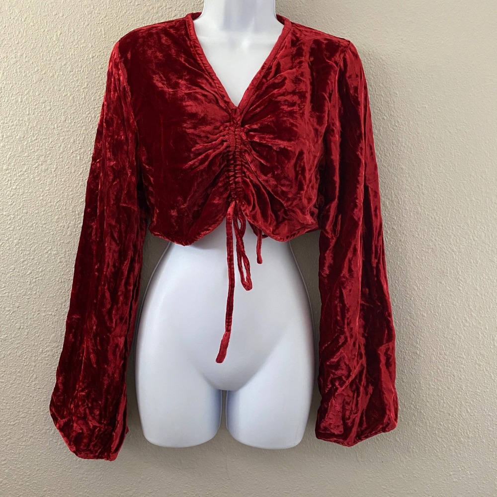 Earthbound Red Velvet Peasant Top Small Whimsigoth Witchy Renaissance Faire Boho